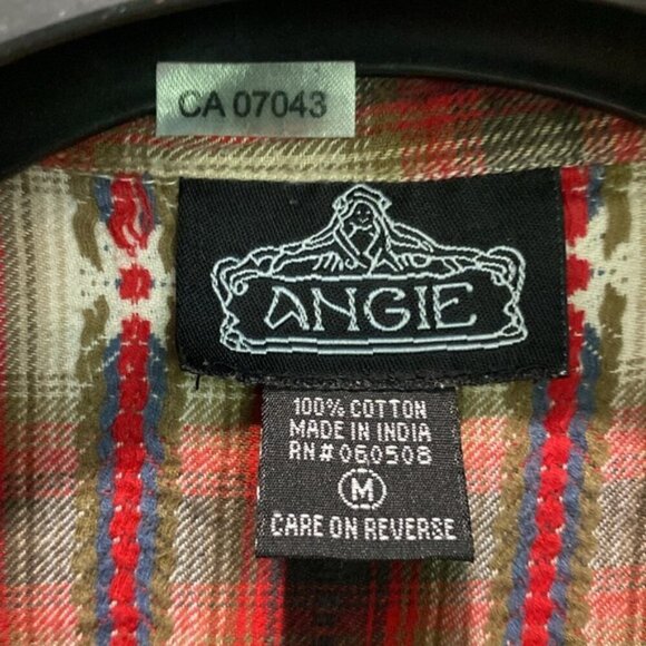 Angie Red Southwestern Plaid Soft Shirt Size medium - Picture 9 of 11